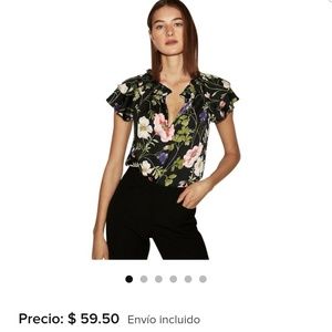 Express Floral Ruffle Sleeve